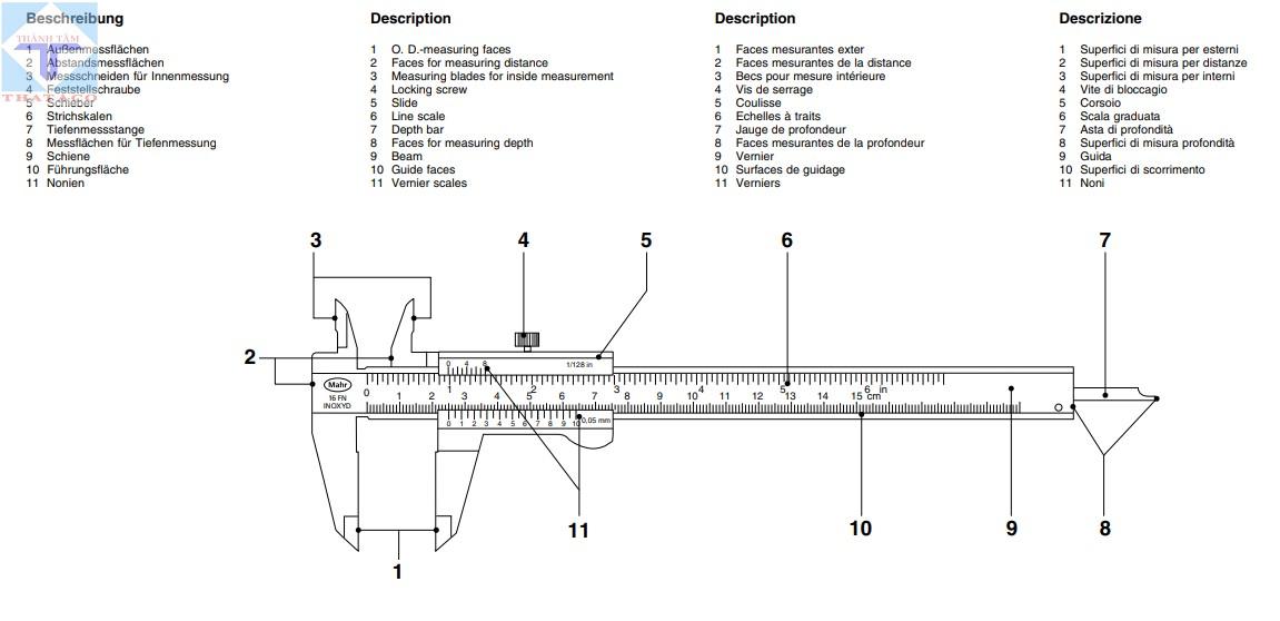 thông số Thước Cặp cơ MAHR 16 GN