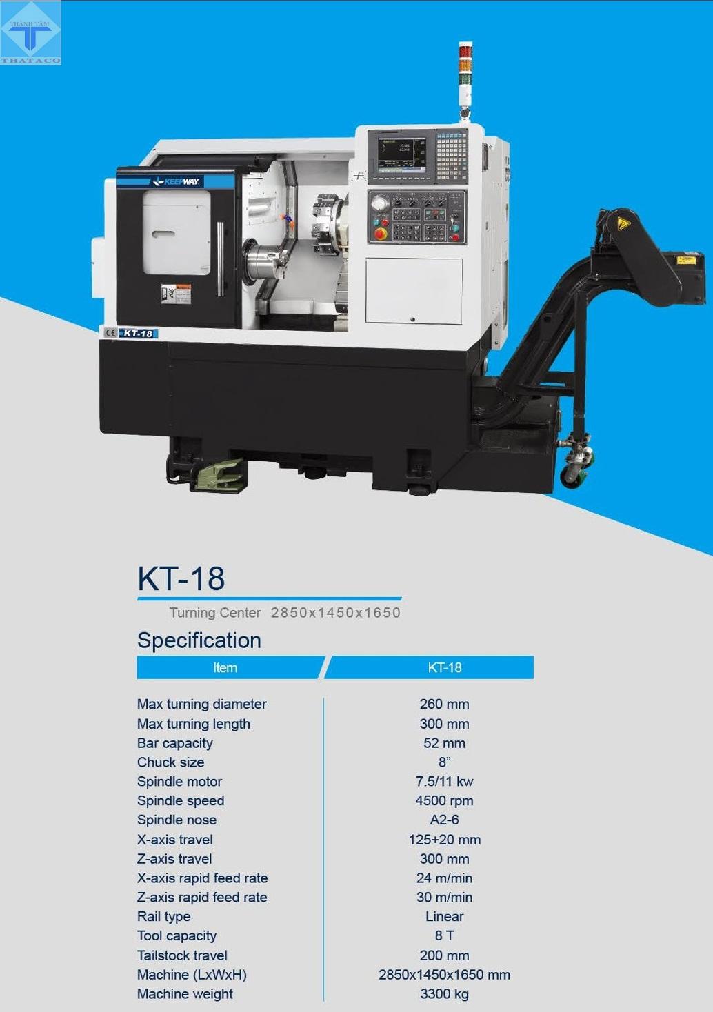 Thông số Máy Tiện CNC Keepway Kaifeng KT-18